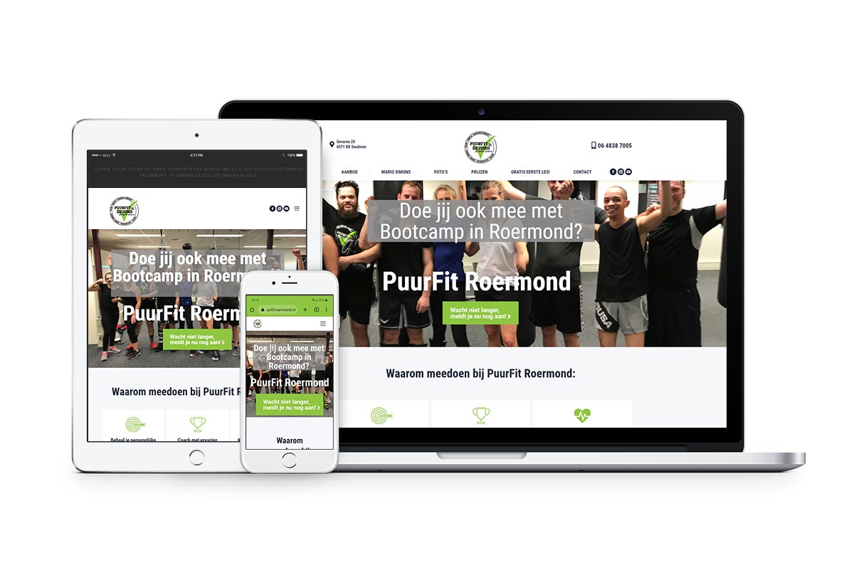 PuurFit Roermond one page website